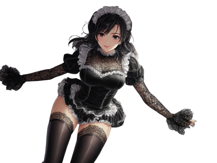 Gothic Maid Illustration Vinyl Car Decal Sticker – Waterproof & UV-Resistant 8"