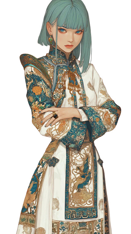 Oriental Court Lady Vinyl Car Decal Sticker – Waterproof & UV-Resistant 8"