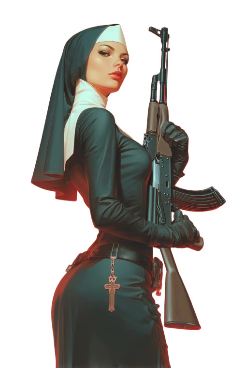 Gothic Warrior Nun Vinyl Car Decal Sticker – Waterproof & UV-Resistant 8"