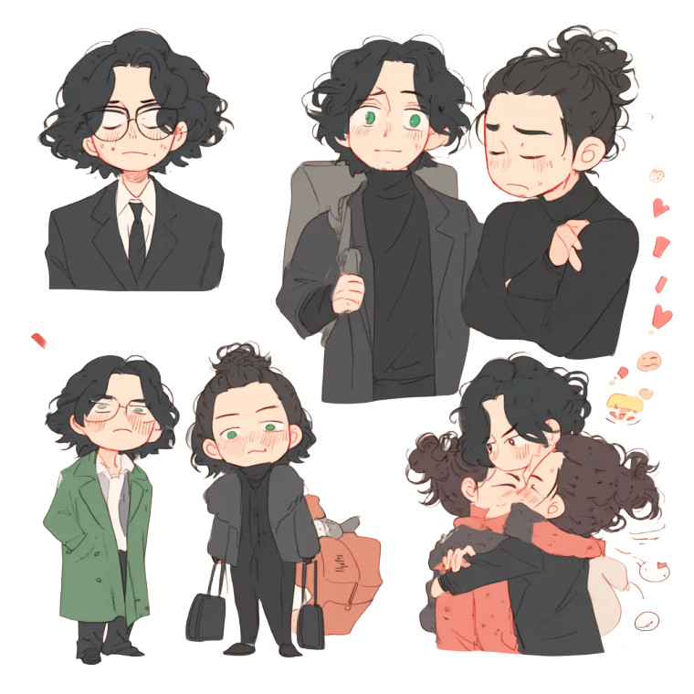 Chibi Hugging Duo Vinyl Car Decal Sticker – Waterproof & UV-Resistant 8"