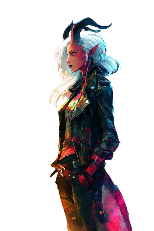 Punk Rocker Tiefling Vinyl Car Decal Sticker – Waterproof & UV-Resistant 8"