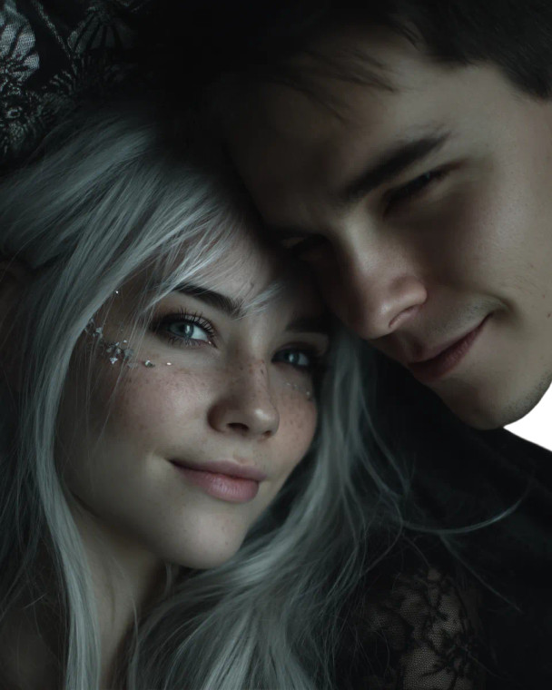 Faerie And Man Snuggling Vinyl Car Decal Sticker – Waterproof & UV-Resistant 8"