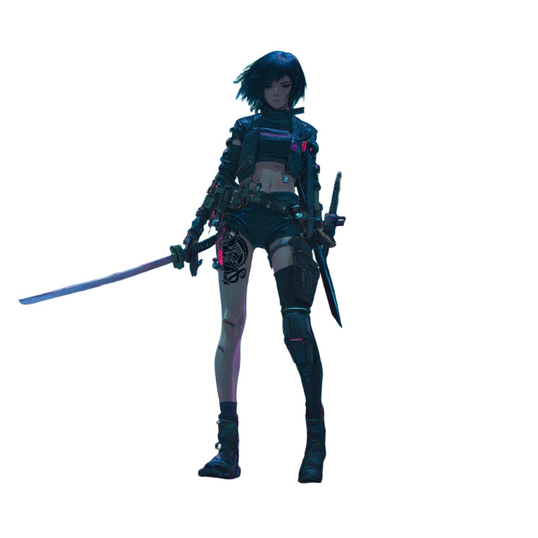 Cyber Samurai Girl V2 Vinyl Car Decal Sticker – Waterproof & UV-Resistant 8"