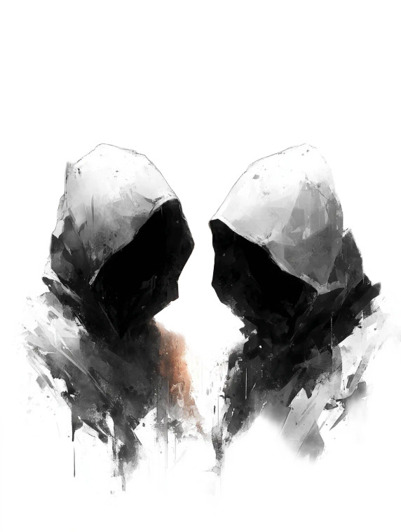 Mysterious Hooded Figures Vinyl Car Decal Sticker – Waterproof & UV-Resistant 8"