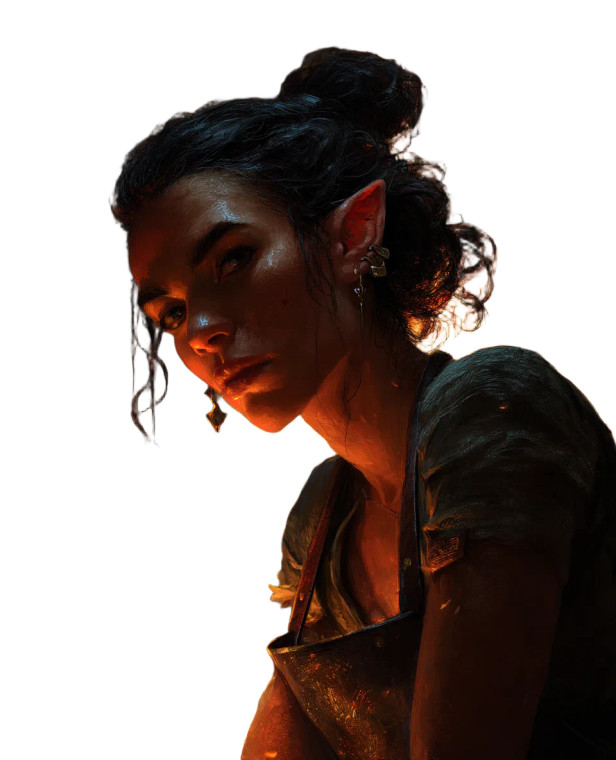 Flame-Touched Half-Elf Blacksmith Vinyl Car Decal Sticker – Waterproof & UV-Resistant 8"