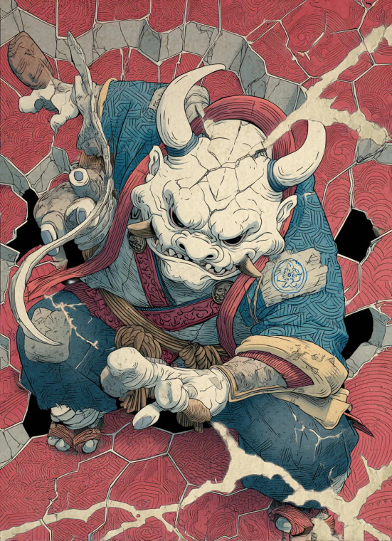 God-Mode Yokai Vinyl Car Decal Sticker – Waterproof & UV-Resistant 8"