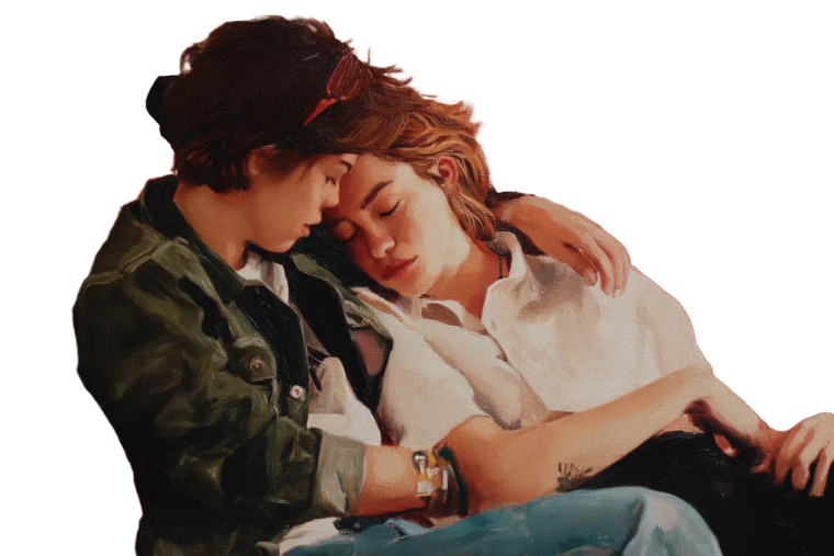 Lesbian Couple Painting Vinyl Car Decal Sticker – Waterproof & UV-Resistant 8"