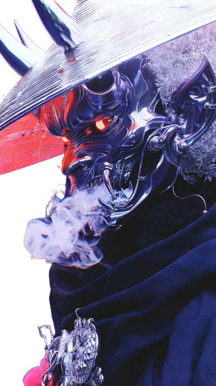 Cyberpunk Oni Samurai V2 Vinyl Car Decal Sticker – Waterproof & UV-Resistant 8"