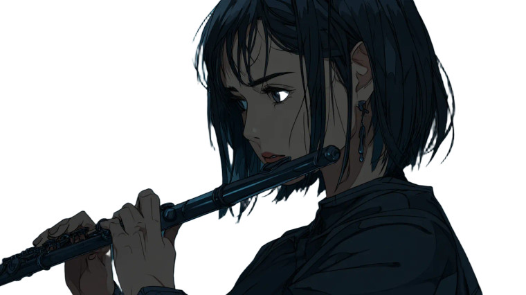 Lonesome Flute Girl Vinyl Car Decal Sticker – Waterproof & UV-Resistant 8"