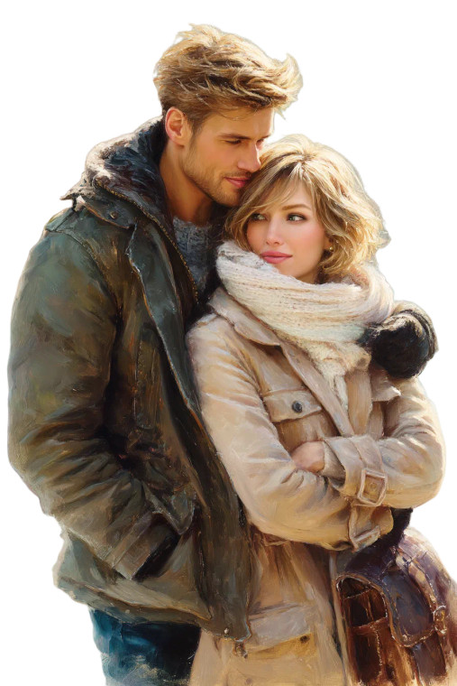 Romantic Winter Walk Vinyl Car Decal Sticker – Waterproof & UV-Resistant 8"