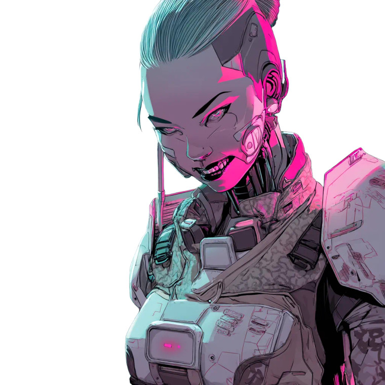 Cyborg Female Operator Vinyl Car Decal Sticker – Waterproof & UV-Resistant 8"