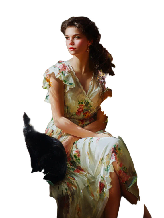 Elegant Woman With Cat Vinyl Car Decal Sticker – Waterproof & UV-Resistant 8"