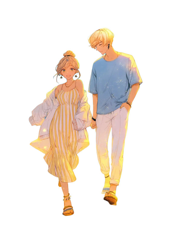 Stardust Couple Walk Vinyl Car Decal Sticker – Waterproof & UV-Resistant 8"