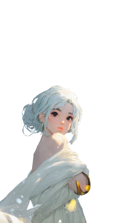 Floating Gray-Haired Girl Vinyl Car Decal Sticker – Waterproof & UV-Resistant 8"