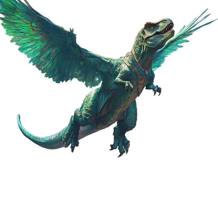 Feathered T-Rex Jump Vinyl Car Decal Sticker – Waterproof & UV-Resistant 8"