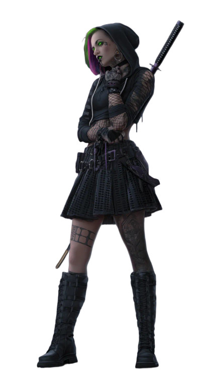 Cyberpunk Goth Warrior Vinyl Car Decal Sticker – Waterproof & UV-Resistant 8"