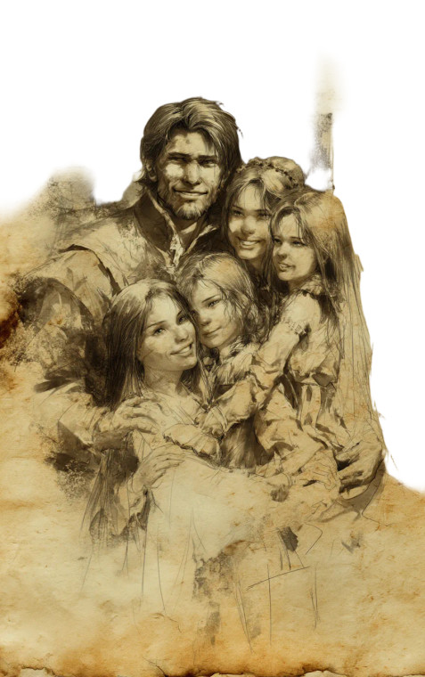 Medieval Family Portrait Vinyl Car Decal Sticker – Waterproof & UV-Resistant 8"