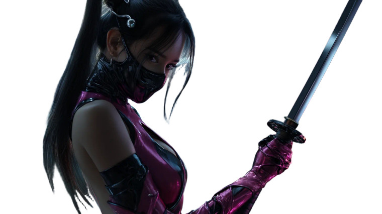 Cyberpunk Ninja Woman Vinyl Car Decal Sticker – Waterproof & UV-Resistant 8"