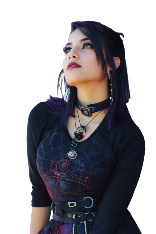 Goth Girl Spaceships Vinyl Car Decal Sticker – Waterproof & UV-Resistant 8"