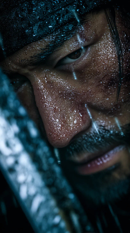 Samurai In Rain V2 Vinyl Car Decal Sticker – Waterproof & UV-Resistant 8"