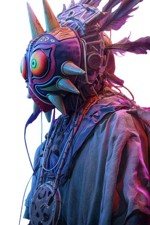Futuristic Witch Doctor Vinyl Car Decal Sticker – Waterproof & UV-Resistant 8"