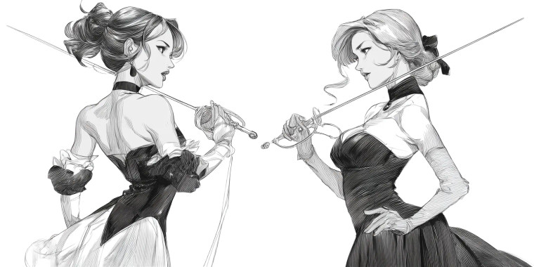 Elegant Duelists Vinyl Car Decal Sticker – Waterproof & UV-Resistant 8"