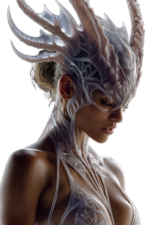 Futuristic Dragon Lady Vinyl Car Decal Sticker – Waterproof & UV-Resistant 8"