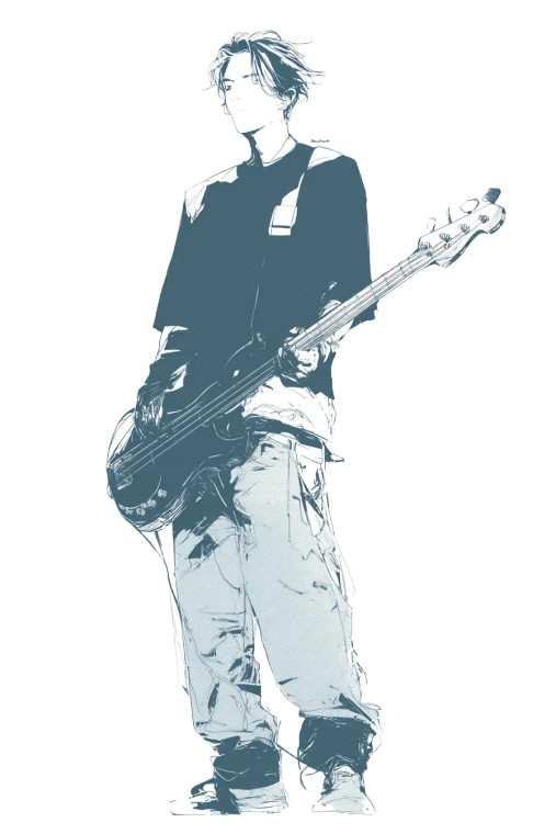 Korean Bass Guitarist Vinyl Car Decal Sticker – Waterproof & UV-Resistant 8"