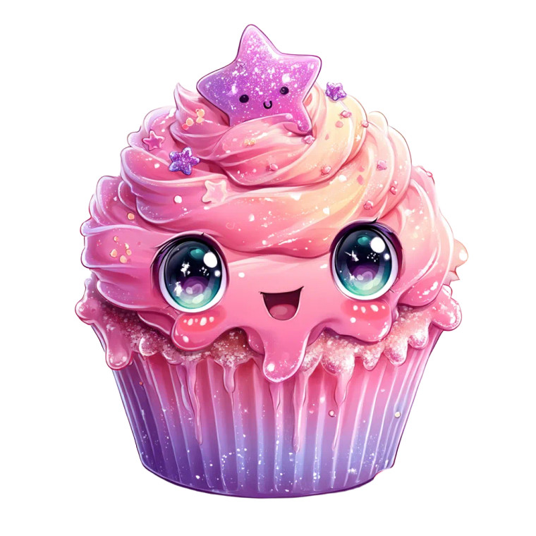 Kawaii Chibi Cupcake Vinyl Car Decal Sticker – Waterproof & UV-Resistant 8"