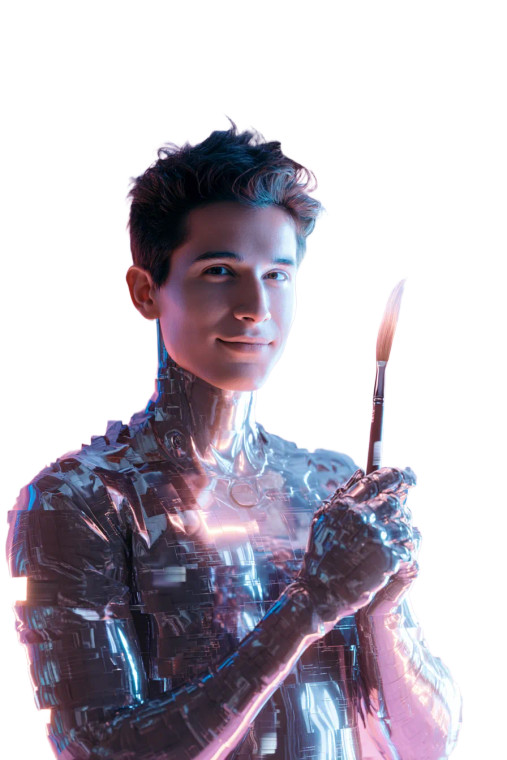 Surreal Android Painter Vinyl Car Decal Sticker – Waterproof & UV-Resistant 8"