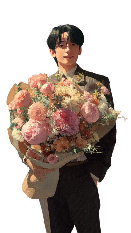 Handsome Man With Flowers Vinyl Car Decal Sticker – Waterproof & UV-Resistant 8"