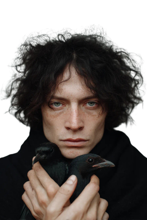 Pale Man Among Crows Vinyl Car Decal Sticker – Waterproof & UV-Resistant 8"