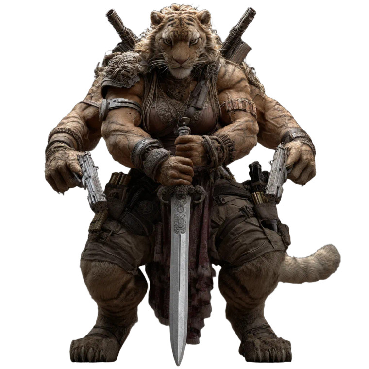 Muscular Weretiger Female Vinyl Car Decal Sticker – Waterproof & UV-Resistant 8"