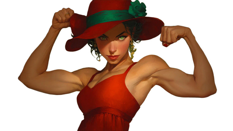 Fantasy Muscular Woman Vinyl Car Decal Sticker – Waterproof & UV-Resistant 8"