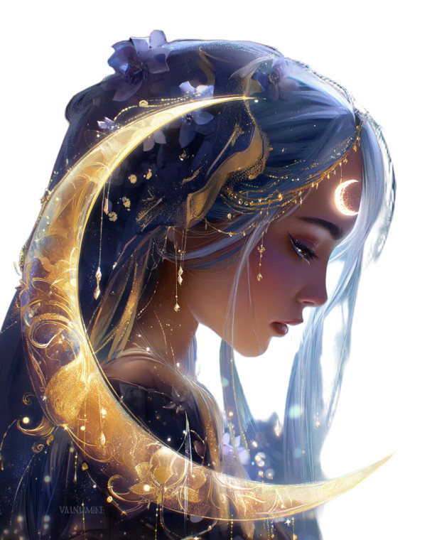 Lunar Goddess Vinyl Car Decal Sticker – Waterproof & UV-Resistant 8"