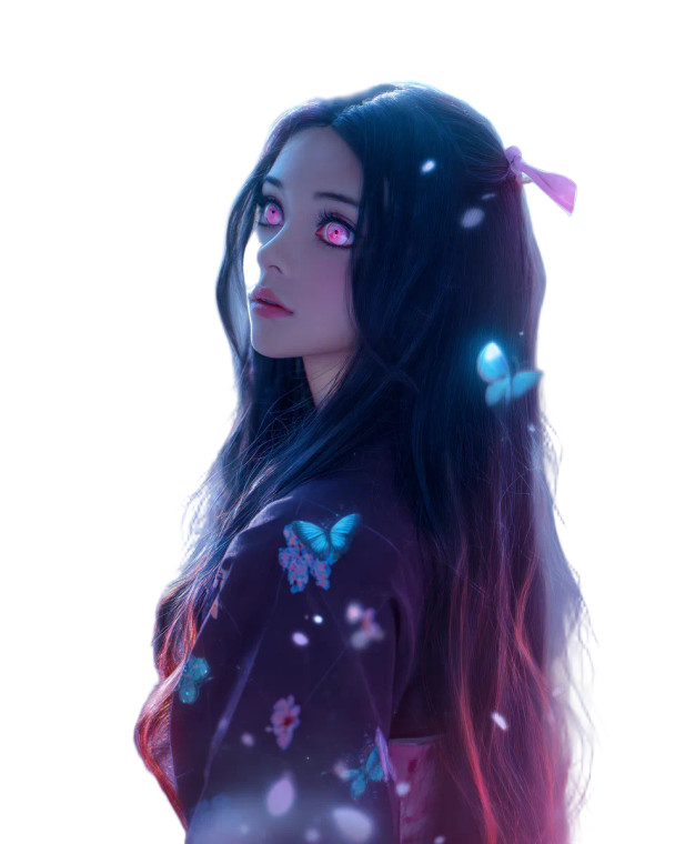 Nezuko-Inspired Anime Girl Vinyl Car Decal Sticker – Waterproof & UV-Resistant 8"