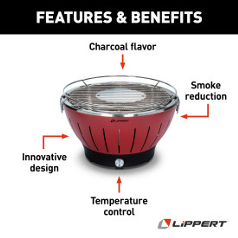 Red Round Charcoal Grill | Pilot Your Culinary Odyssey with Lippert Components Barbeque Plate