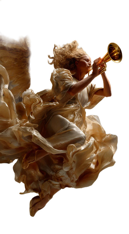 Golden Trumpet Angel Vinyl Car Decal Sticker – Waterproof & UV-Resistant 8"