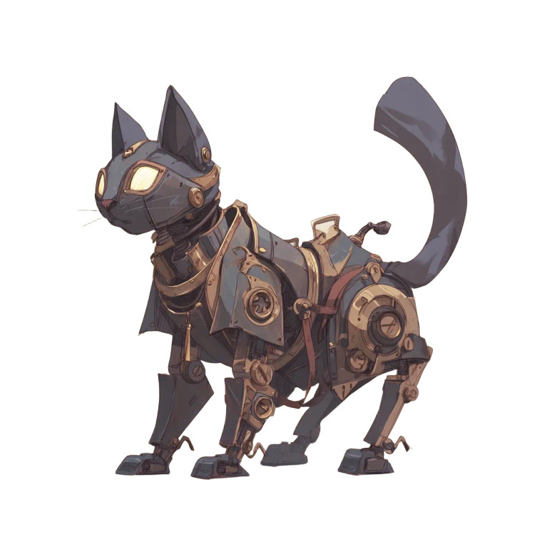 Mechanical Fantasy Cat Vinyl Car Decal Sticker – Waterproof & UV-Resistant 8"