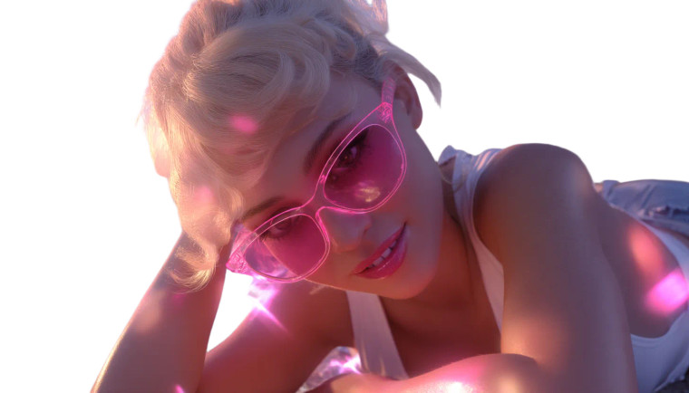 Blonde In Pink Glow Vinyl Car Decal Sticker – Waterproof & UV-Resistant 8"