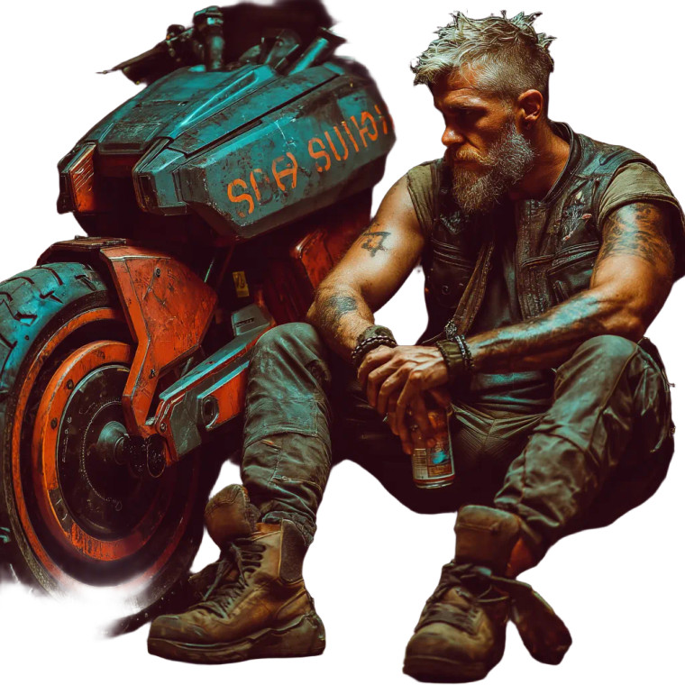 Cyberpunk Biker Vinyl Car Decal Sticker – Waterproof & UV-Resistant 8"