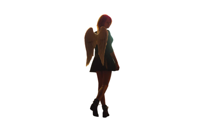 Noir Neon Angel Vinyl Car Decal Sticker – Waterproof & UV-Resistant 8"