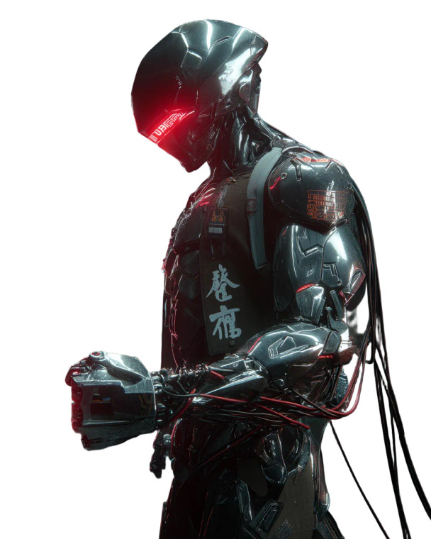 Cyberpunk Combat Robot Vinyl Car Decal Sticker – Waterproof & UV-Resistant 8"