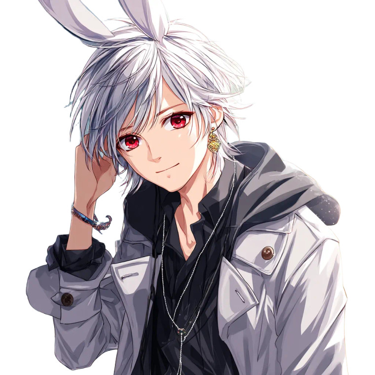 Handsome Rabbit-Eared Male Vinyl Car Decal Sticker – Waterproof & UV-Resistant 8"