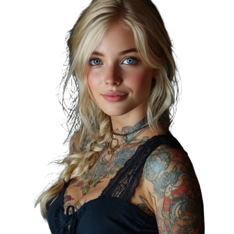 Blonde Tattooed Girl Vinyl Car Decal Sticker – Waterproof & UV-Resistant 8"