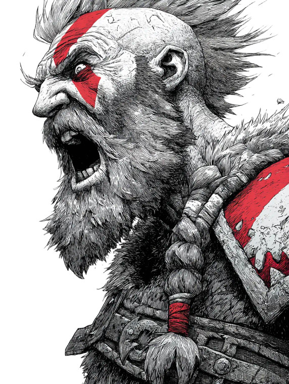Gritty Barbarian Sketch Vinyl Car Decal Sticker – Waterproof & UV-Resistant 8"