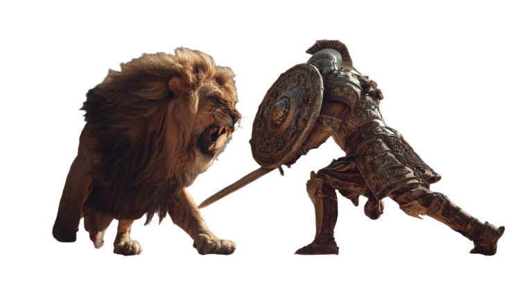 Lion Vs Gladiator Vinyl Car Decal Sticker – Waterproof & UV-Resistant 8"