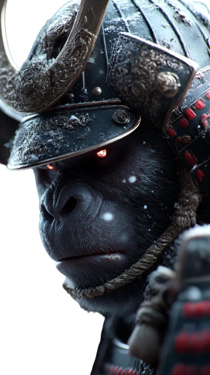 Gorilla Samurai Portrait Vinyl Car Decal Sticker – Waterproof & UV-Resistant 8"