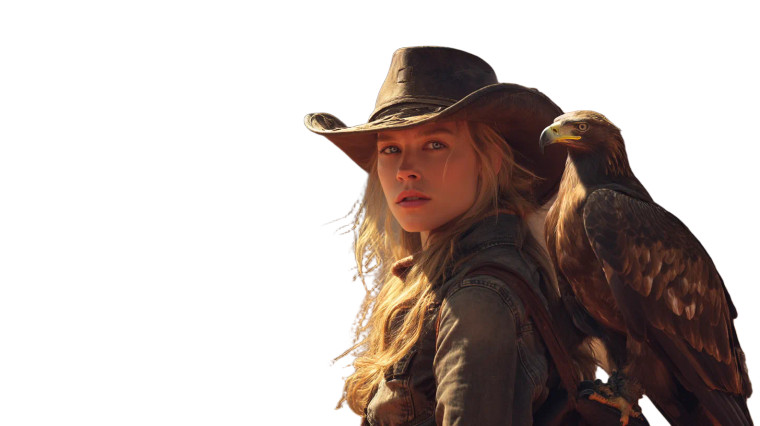 Cowboy Woman With Eagle Vinyl Car Decal Sticker – Waterproof & UV-Resistant 8"