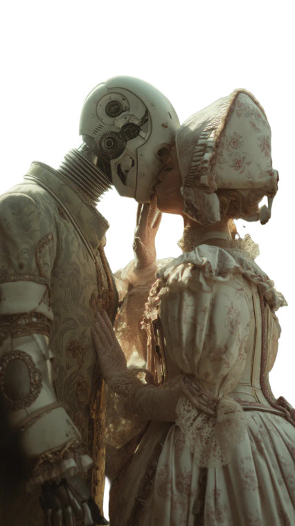 Romantic Robot Kiss Vinyl Car Decal Sticker – Waterproof & UV-Resistant 8"